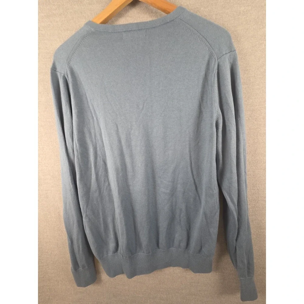 Banana Republic Sweater Mens L Luxury Blend Silk Cashmere V-Neck Knit Blue